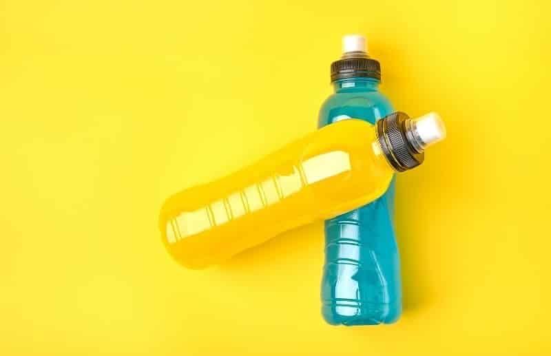 water bottles with a yellow background